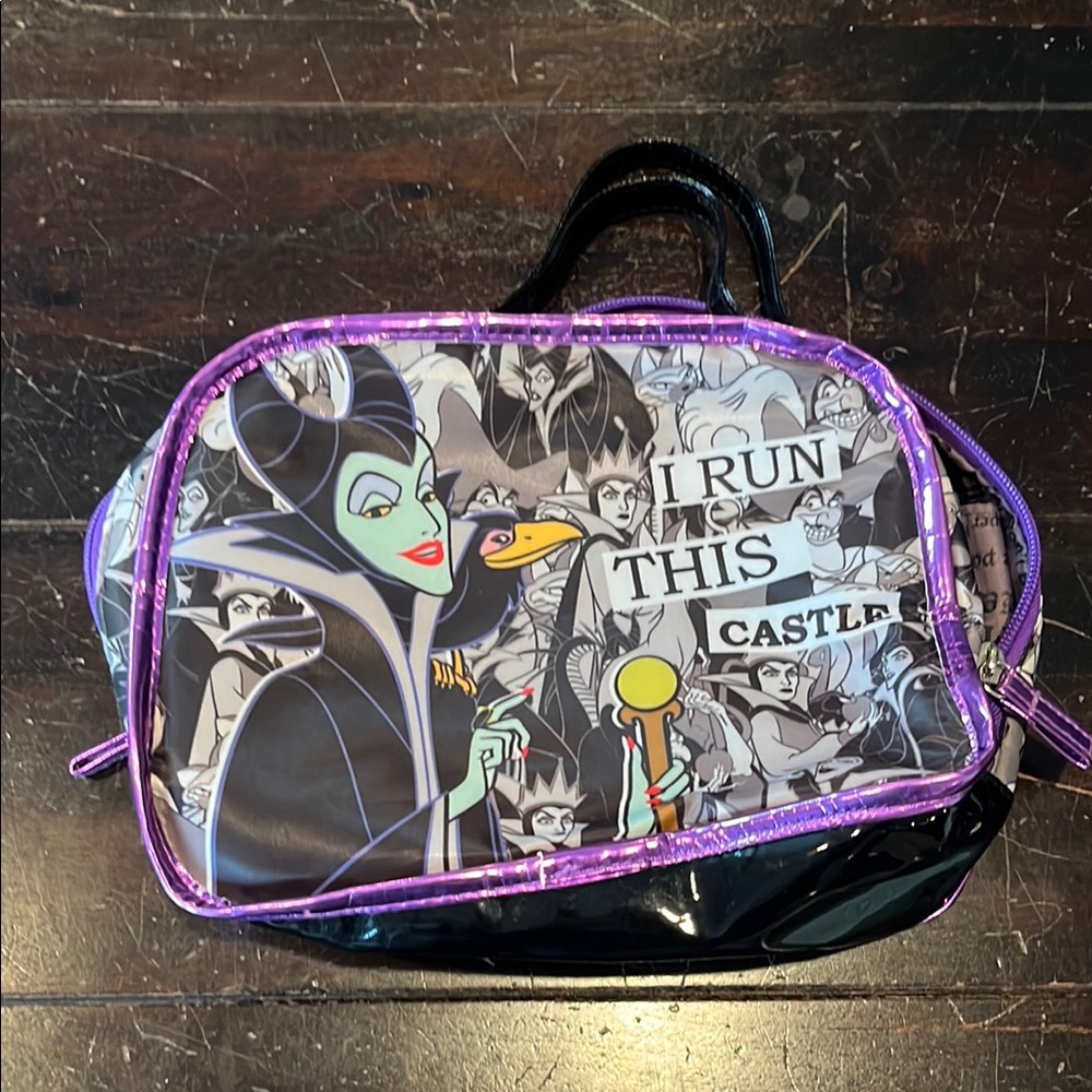 Disney/Soho Makificent Purple and Black Cosmetic Bag with Cartoon Graphics